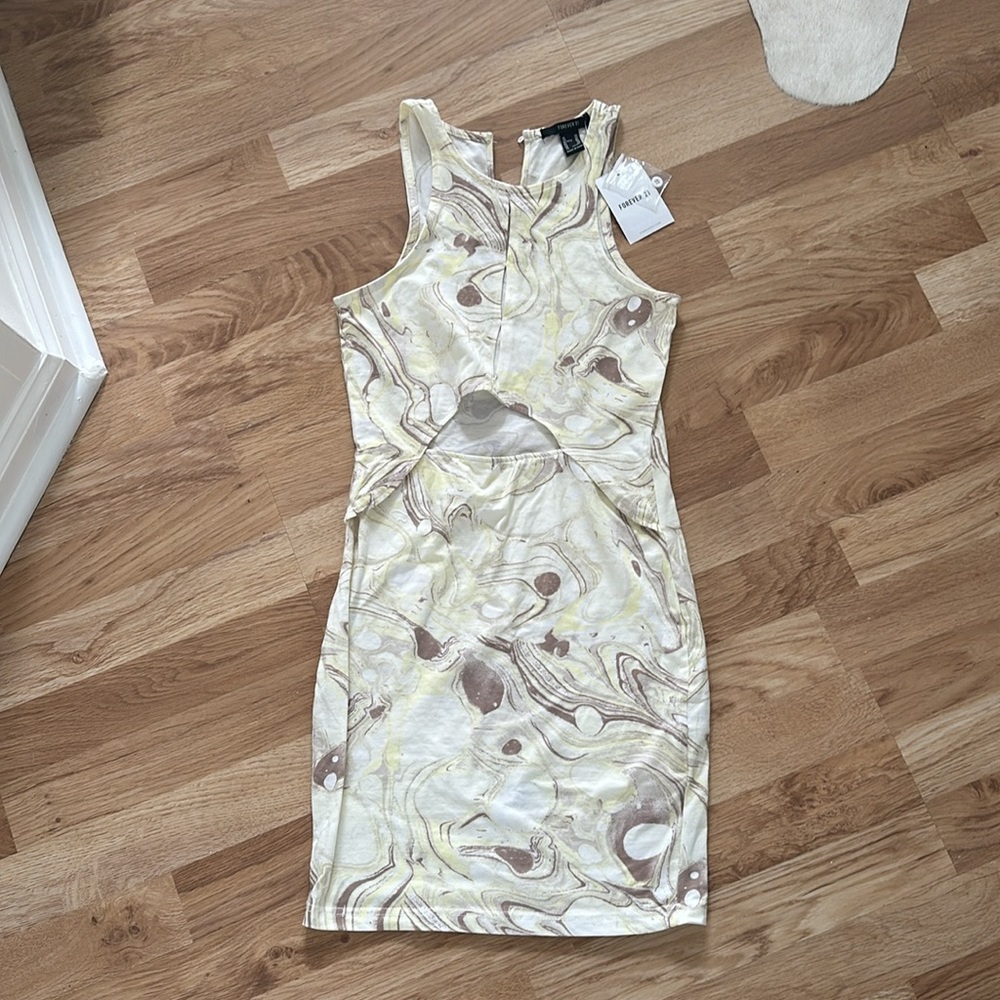 NWT Forever21 Marble Print Cutout Mini Dress Size XS